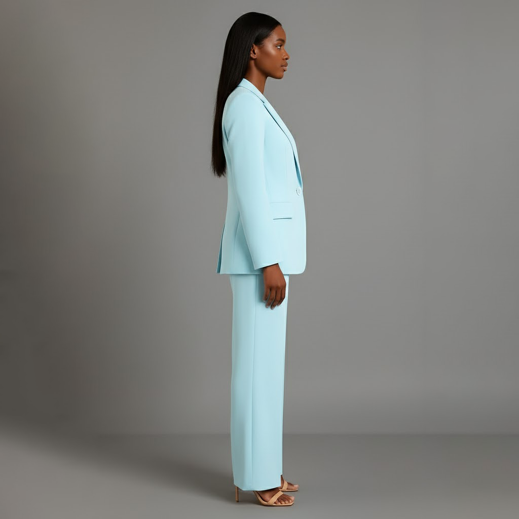 Elegant Women's Formal Business Suit Set with Long Jacket
