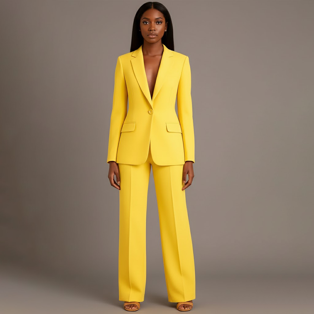 Elegant Women's Formal Business Suit Set with Long Jacket