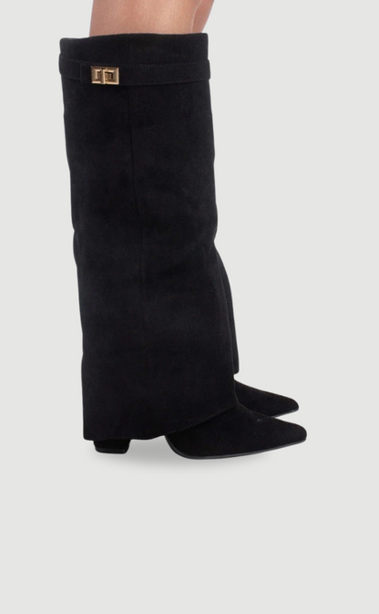 Classic Tall Black Suede Women's Boots - VogeLuxe