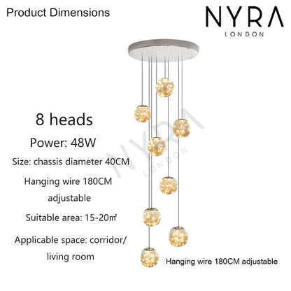 Luxury Crystal Staircase Pendant Light Fixture