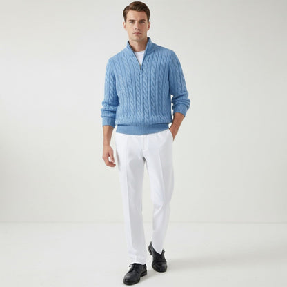 VogeLuxe | Men’s Quarter Zip Knit Sweater and Tailored Trouser Set