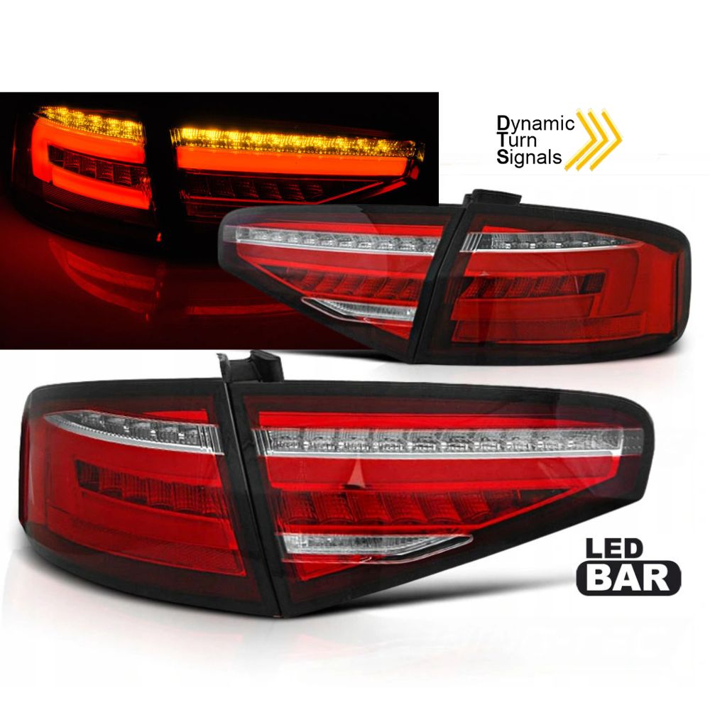 Bright Red Rear Lights for Audi A4 B8 2012-2015 - VogeLuxe