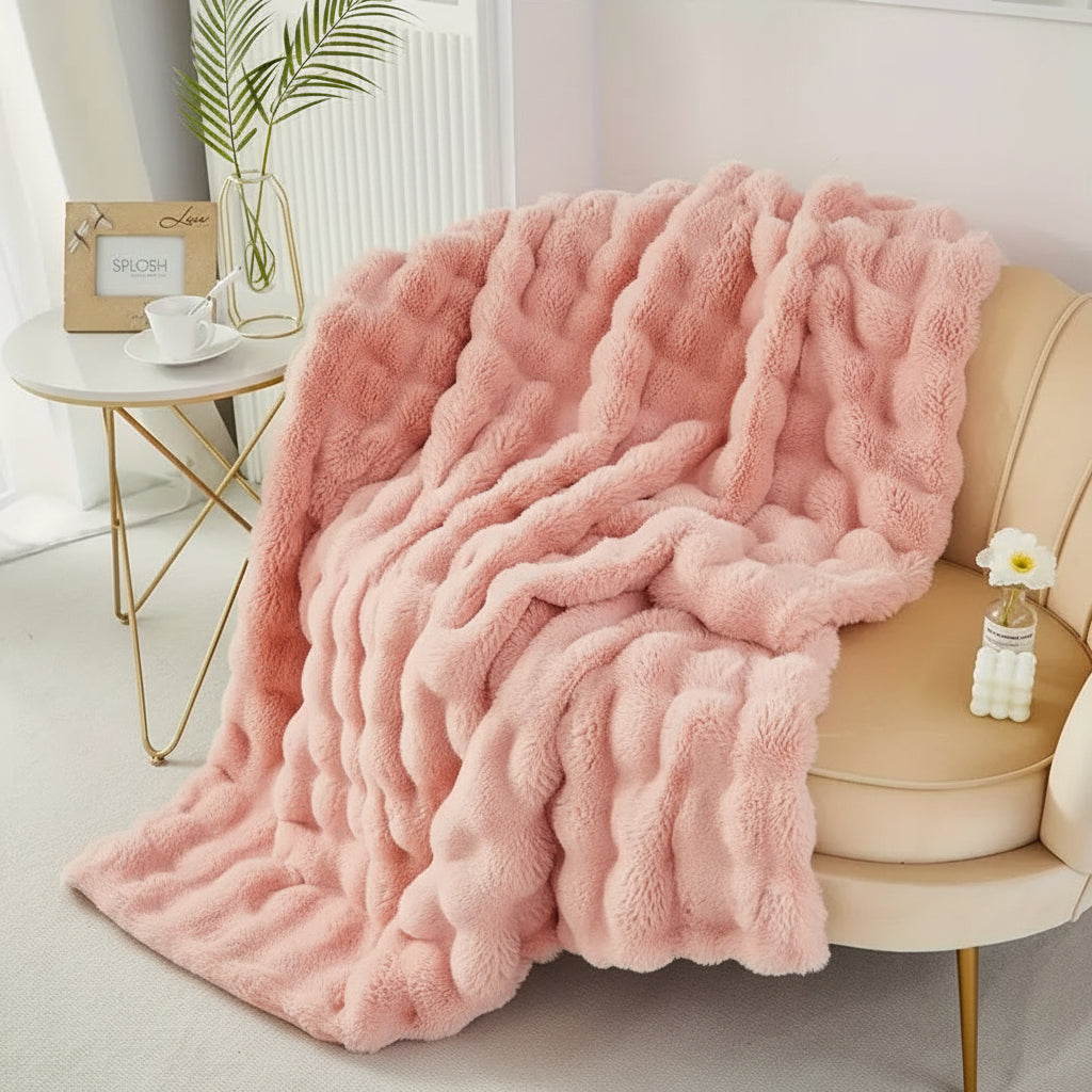 Luxury Faux Fur Blanket for Sofa and Bed