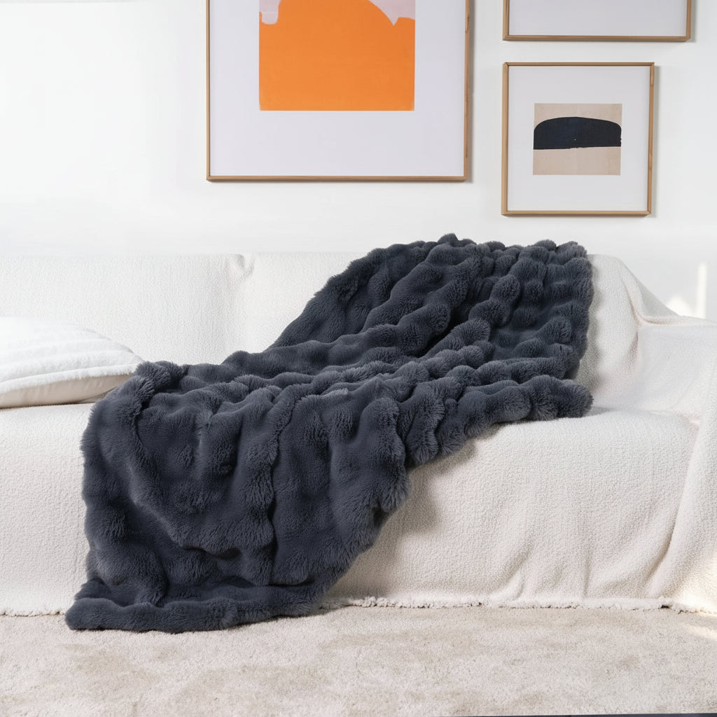 Luxury Faux Fur Blanket for Sofa and Bed