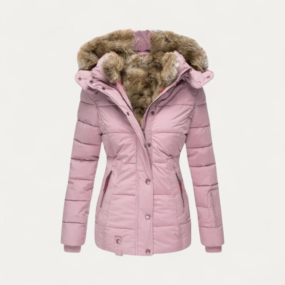 Faux Fur Lined Puffer Jacket with Hood for Women 3
