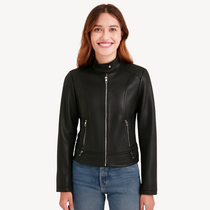 VogeLuxe | Women’s Contrast Leather Jacket