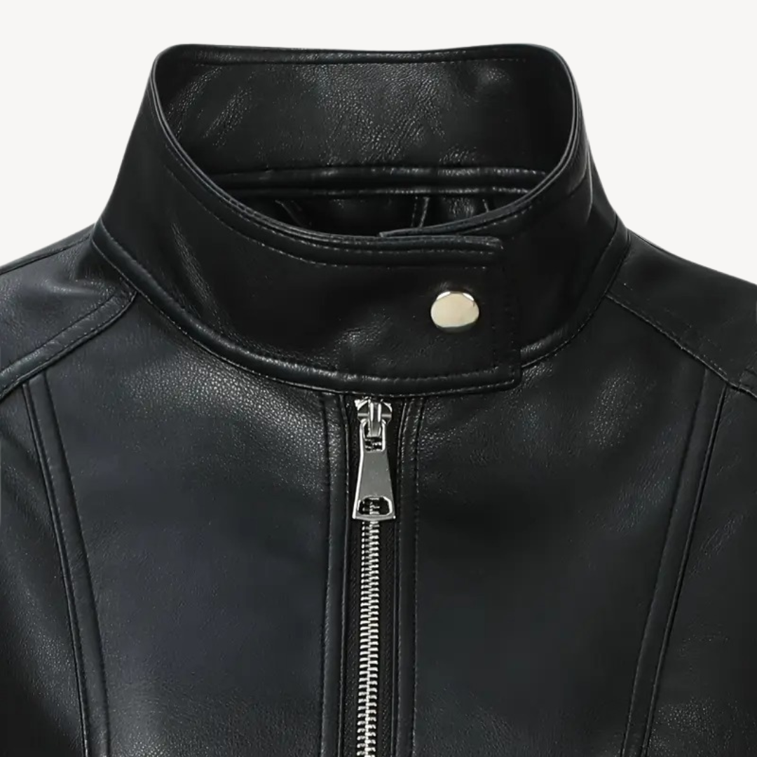VogeLuxe | Women’s Contrast Leather Jacket