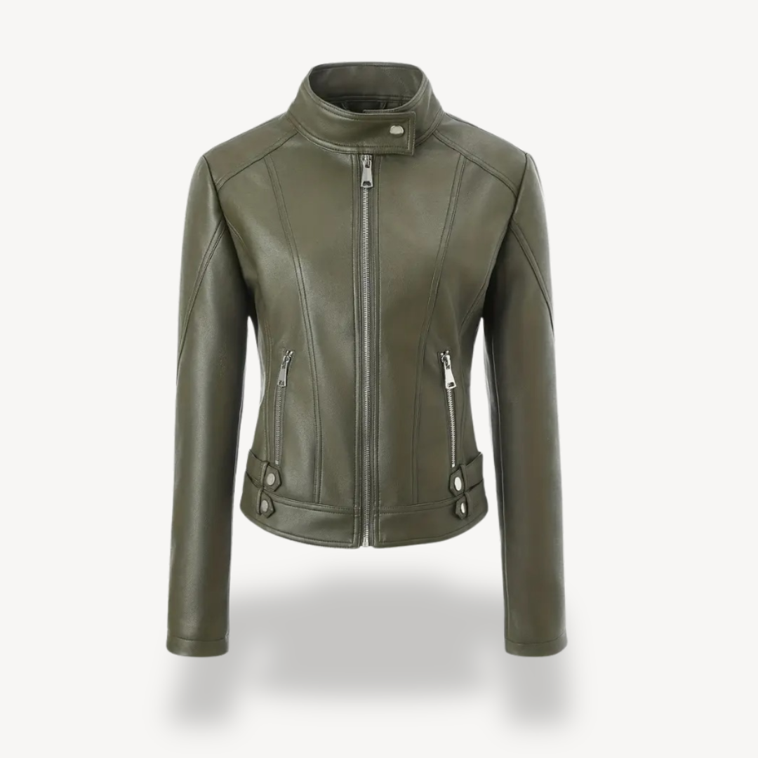VogeLuxe | Women’s Contrast Leather Jacket