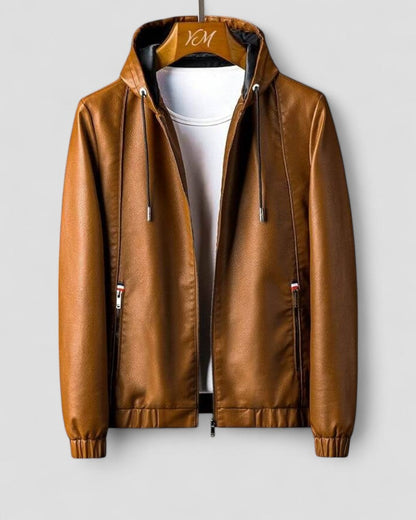 VogeLuxe | Men’s Casual Faux Leather Hoodie