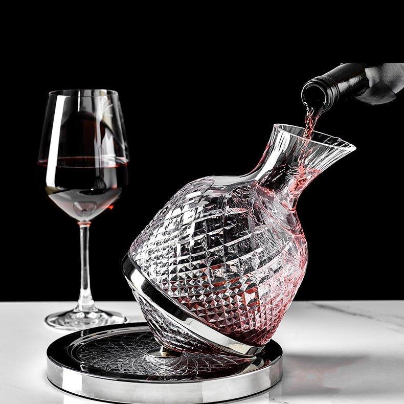 Luxury Crystal Round Rotating Wine Decanter - VogeLuxe