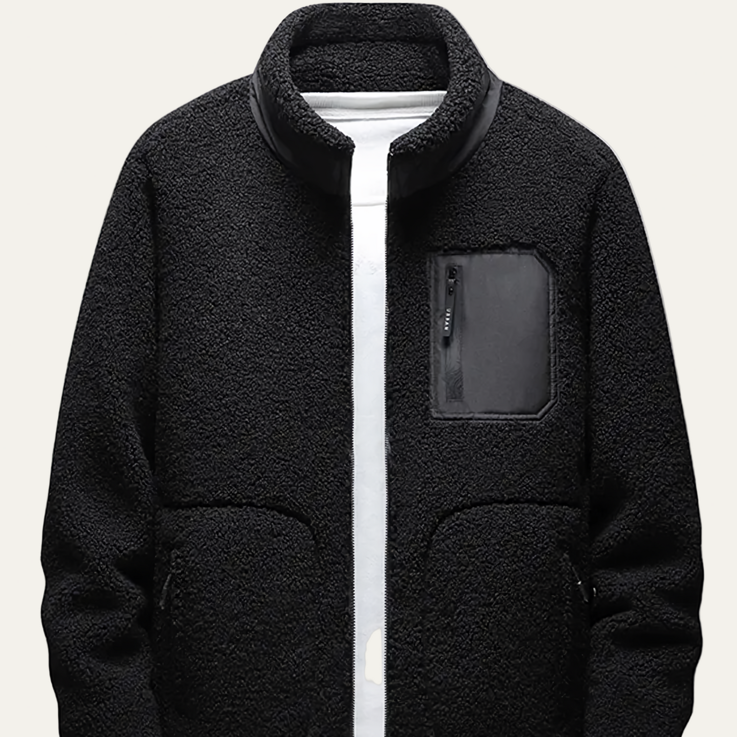 VogeLuxe | Men’s Zip Front Fleece Jacket with Contrast Chest Pocket