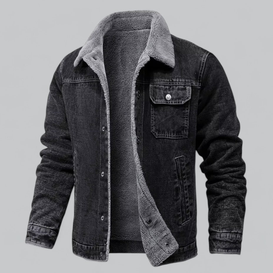 Fleece-Lined Men's Denim Jacket