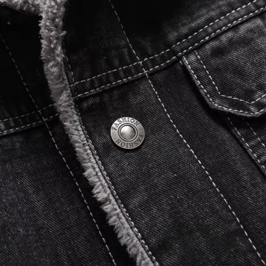Fleece-Lined Men's Denim Jacket
