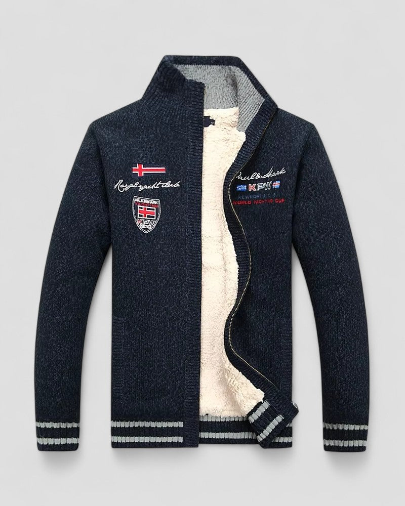 VogeLuxe | Men’s High Collar Knit Cardigan Jacket