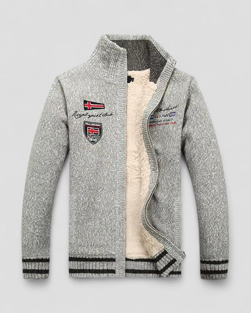VogeLuxe | Men’s High Collar Knit Cardigan Jacket