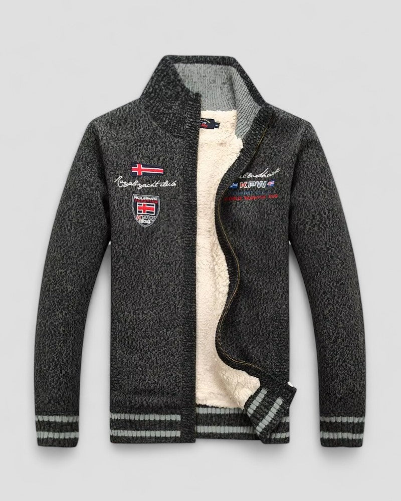 VogeLuxe | Men’s High Collar Knit Cardigan Jacket