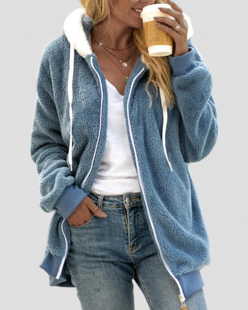 VogeLuxe | Women’s Faux Plush Hooded Coat