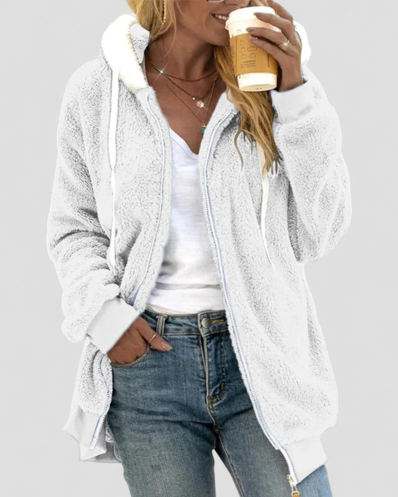 VogeLuxe | Women’s Faux Plush Hooded Coat