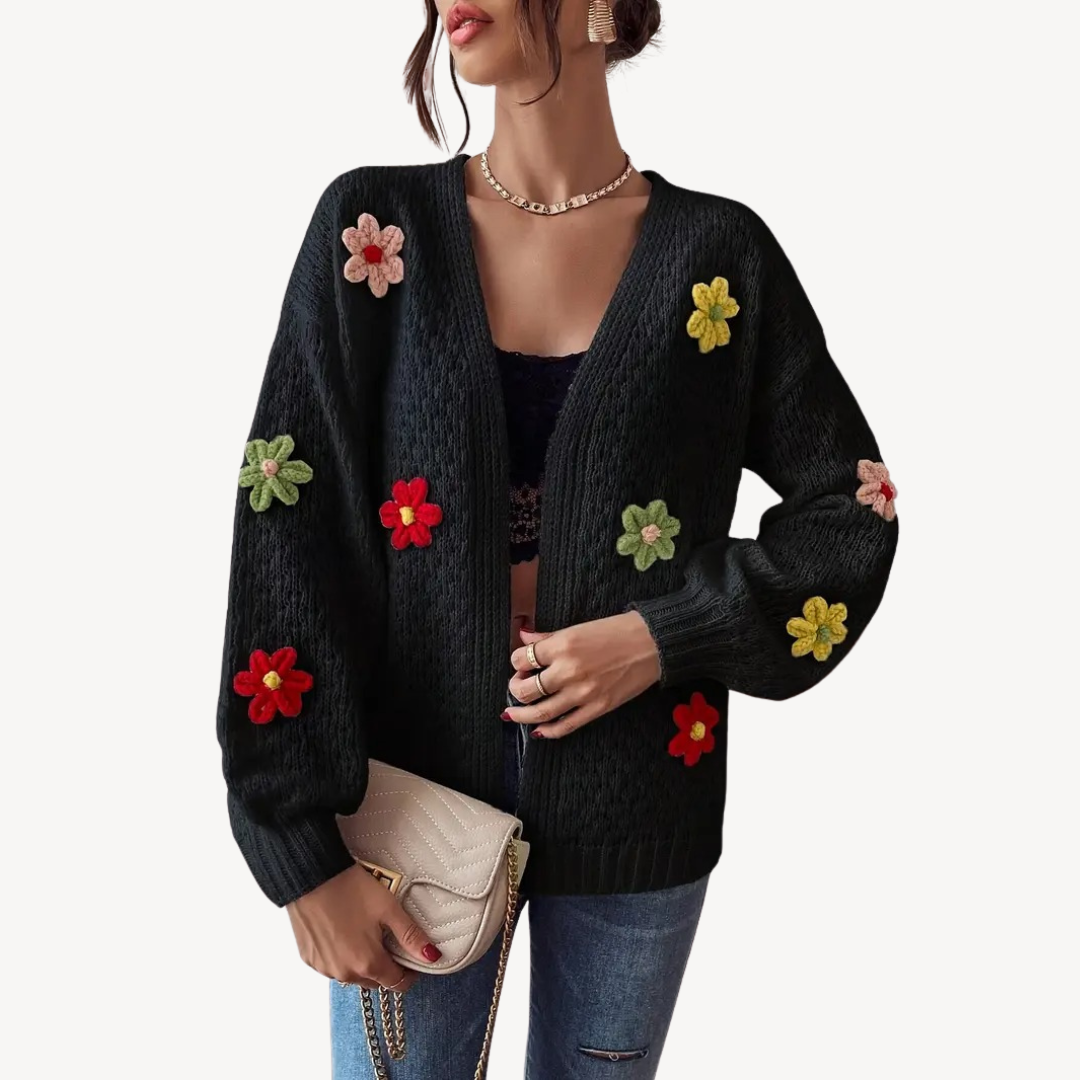 VogeLuxe | Women’s Floral Knit Button Cardigan