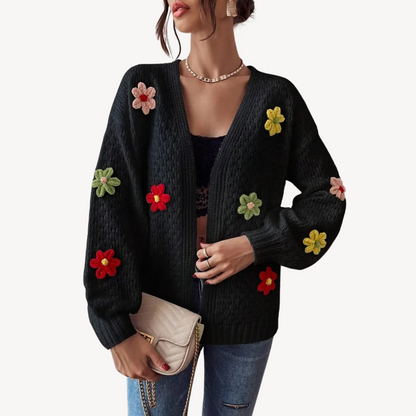 VogeLuxe | Women’s Floral Knit Button Cardigan