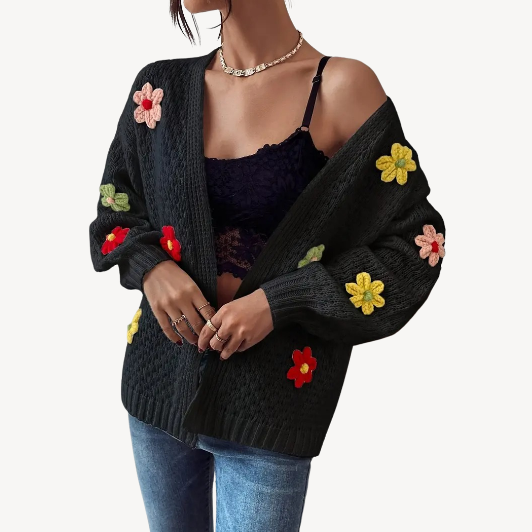VogeLuxe | Women’s Floral Knit Button Cardigan