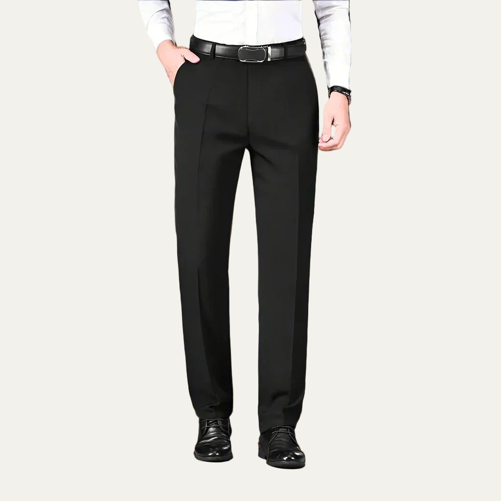 Men’s Straight Fit Dress Trousers – Classic Formal Tailored Pants