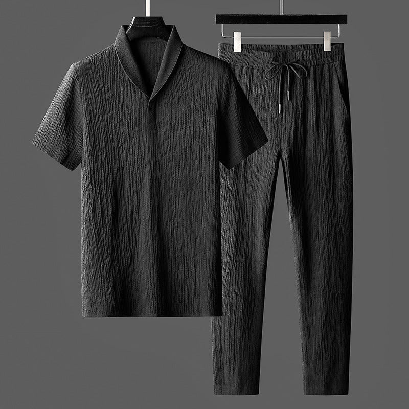 Casual 2-Piece Short Sleeve Polo Set for Men