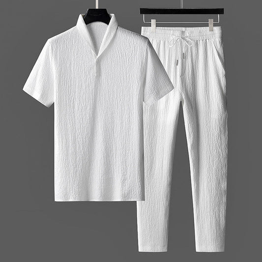 Casual 2-Piece Short Sleeve Polo Set for Men - VogeLuxe