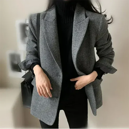 Slim Fit Grey Ladies Blazer with Pockets