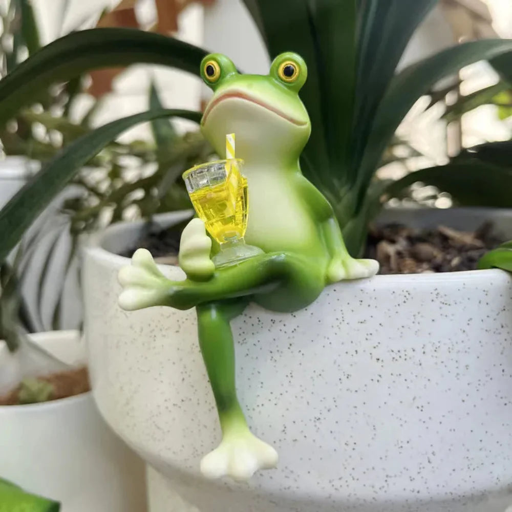 Colorful Frog Figurine Wine Charm Decor