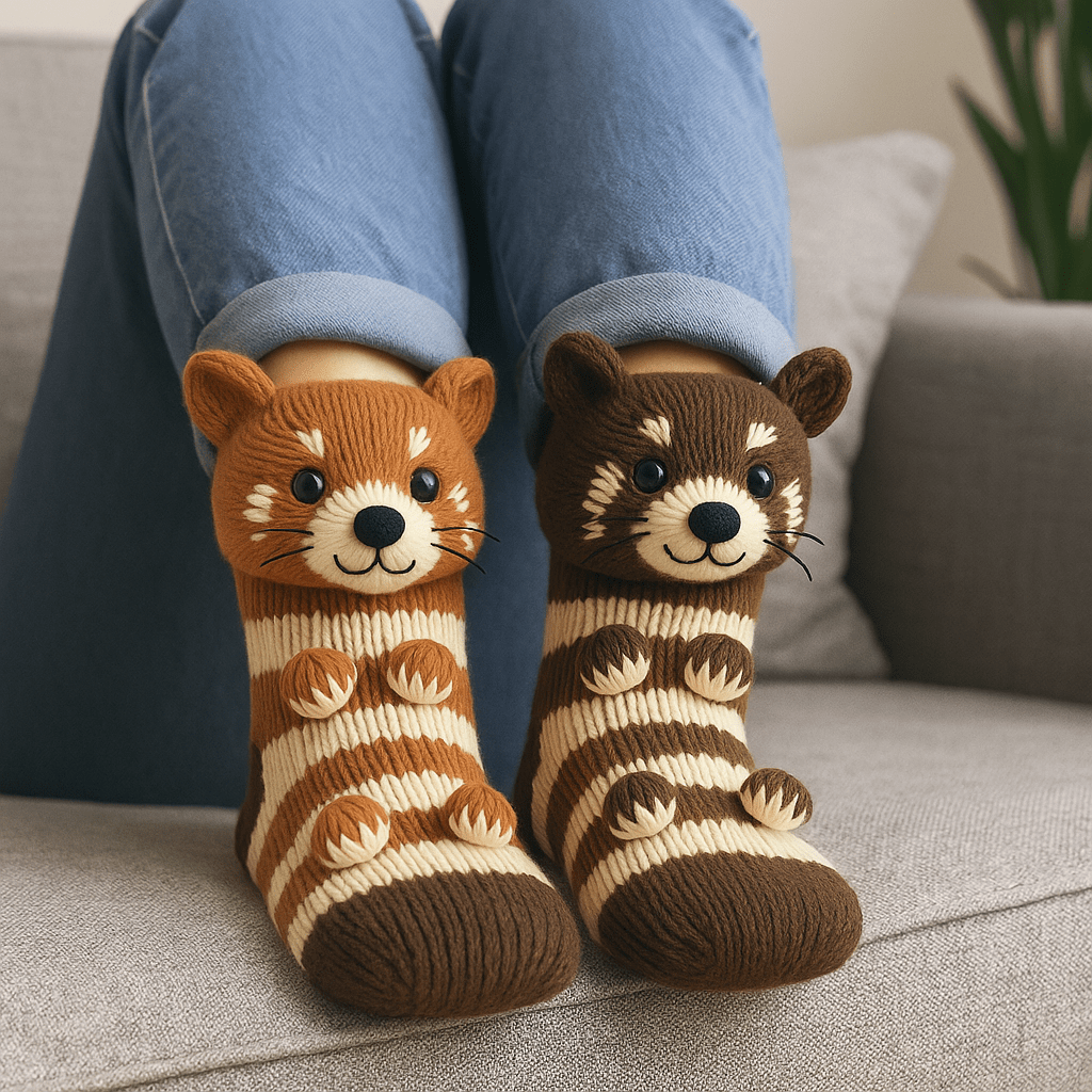 Soft Animal Print Non Slip House Socks