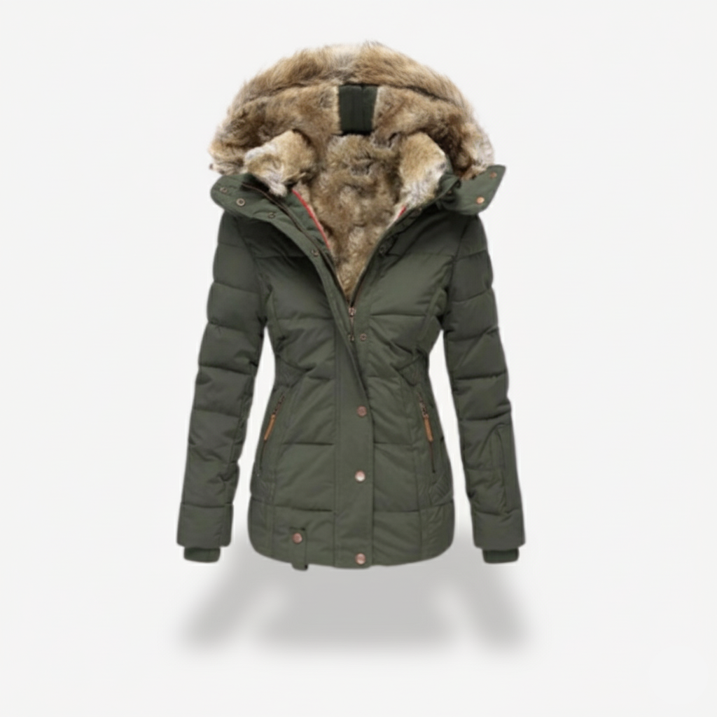 VogeLuxe | Women’s Fur Collar Hooded Winter Coat