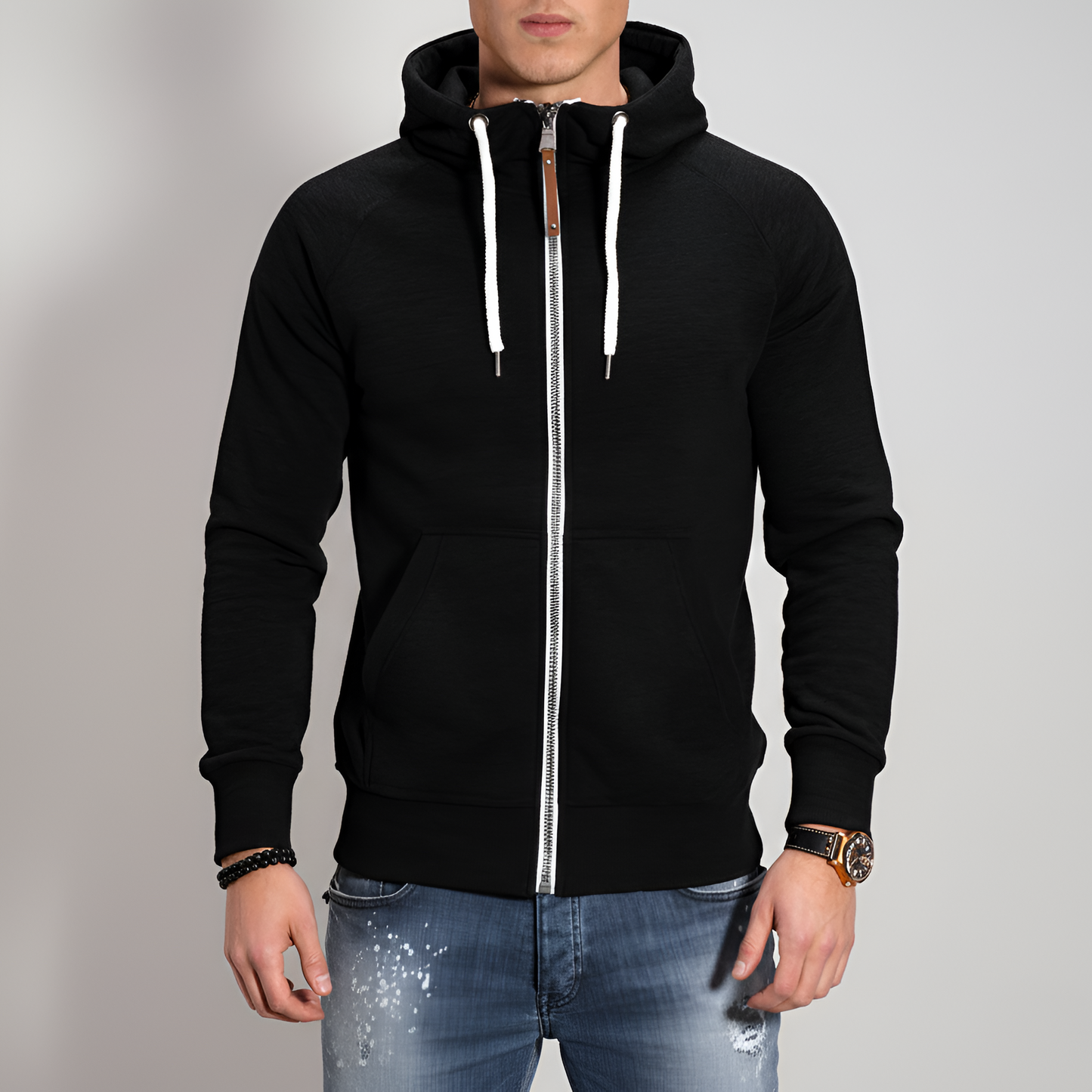 Uomo Cotton Hoodie Zip Jacket