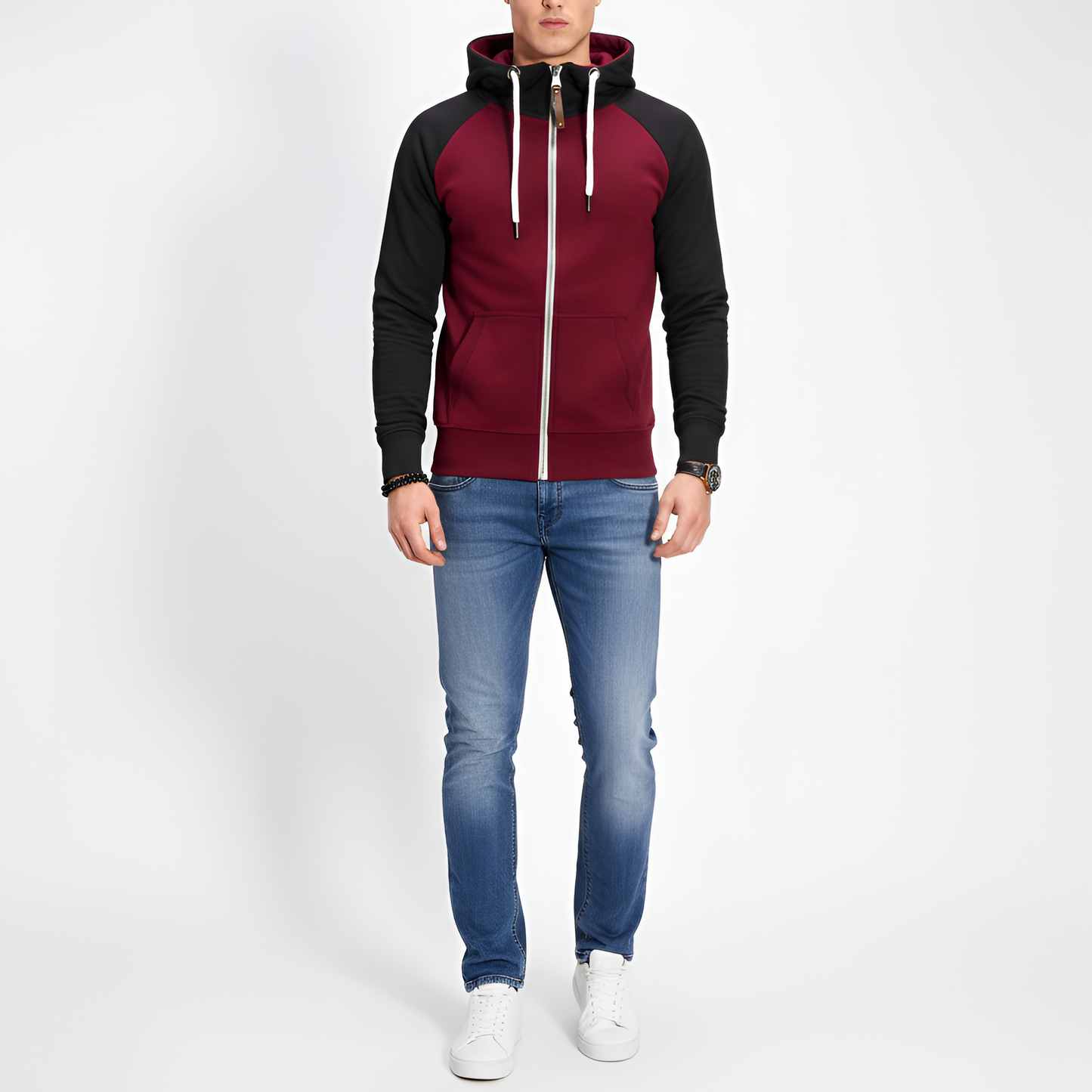 Uomo Cotton Hoodie Zip Jacket