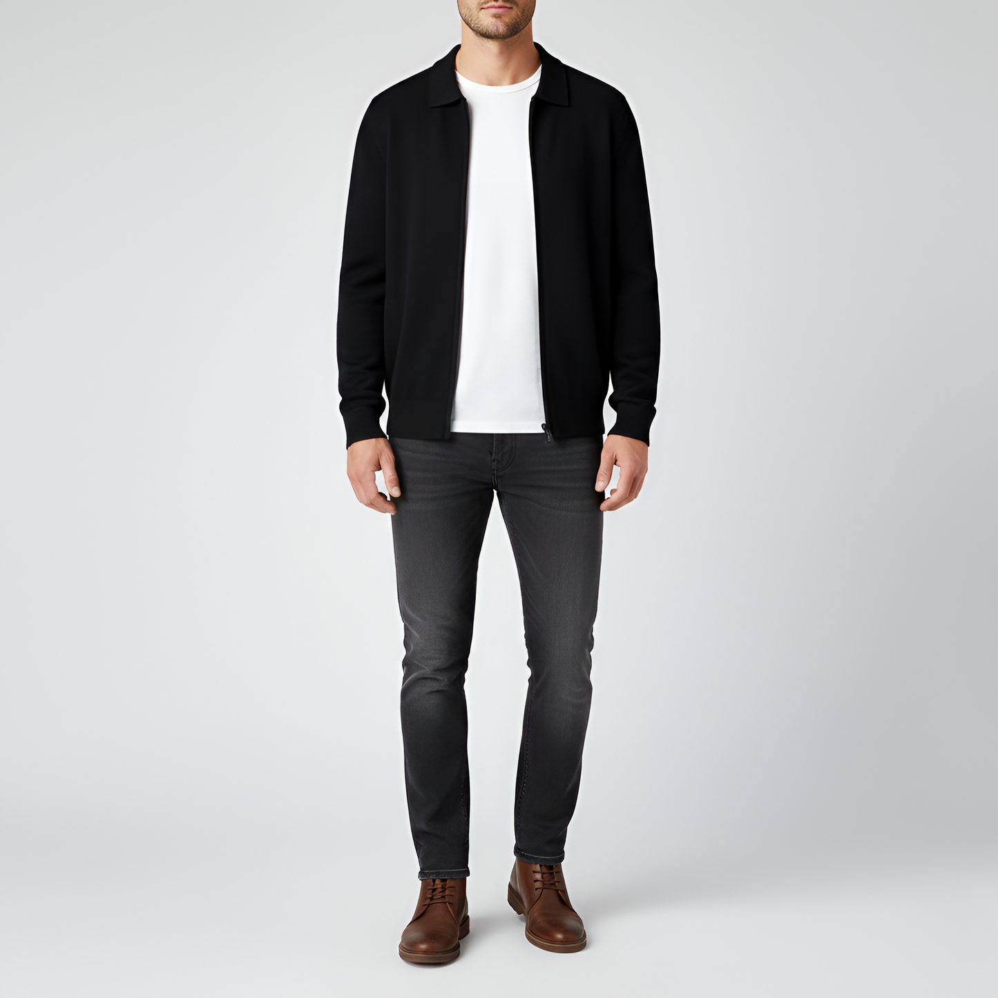 Uomo Cardigan Zip Cotone Casual Jacket - VogeLuxe