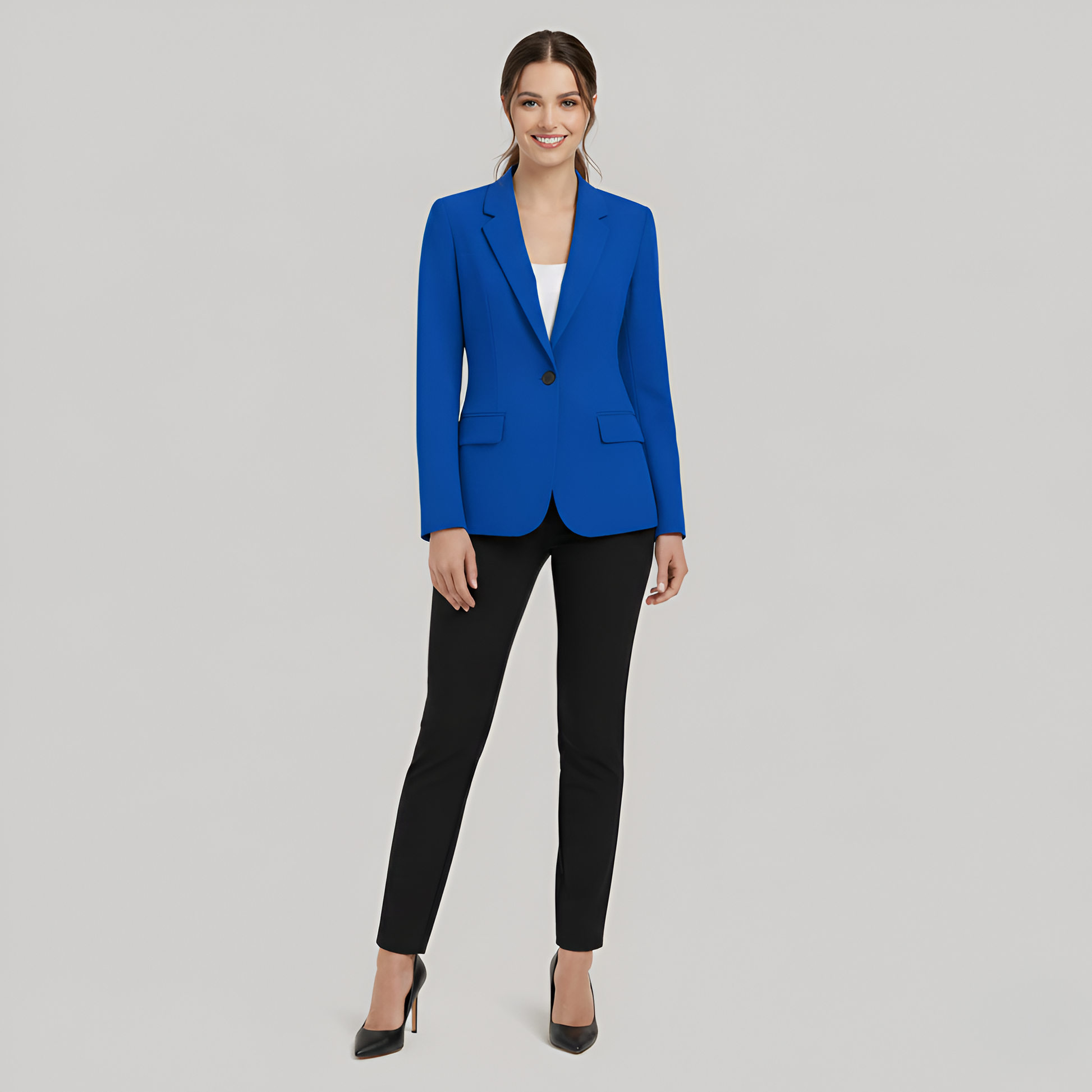 Elegant Women's One Button Tailored Blazer - VogeLuxe