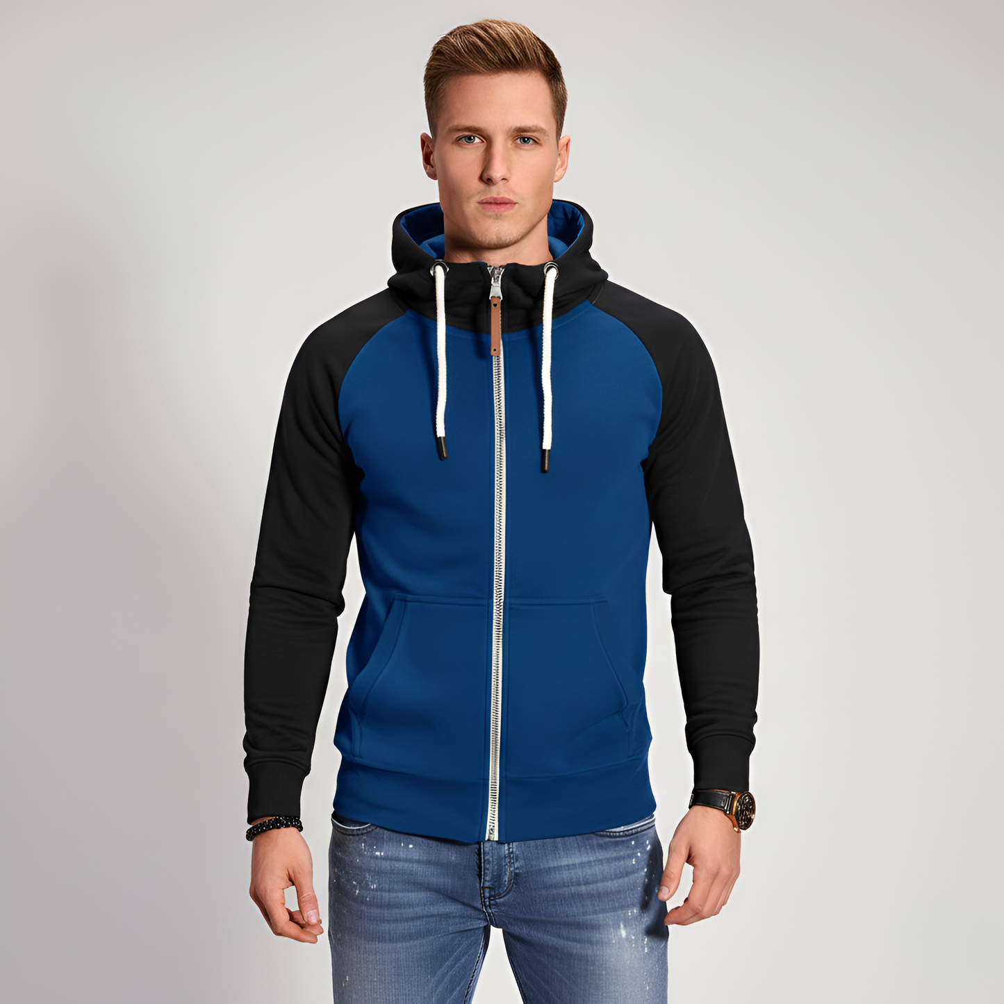 Uomo Cotton Hoodie Zip Jacket