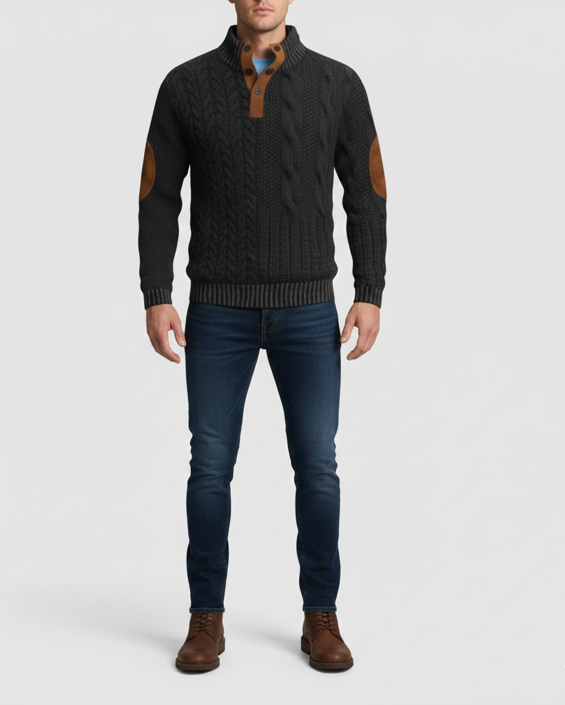 VogeLuxe Uomo Maglione Lana Collo Alto