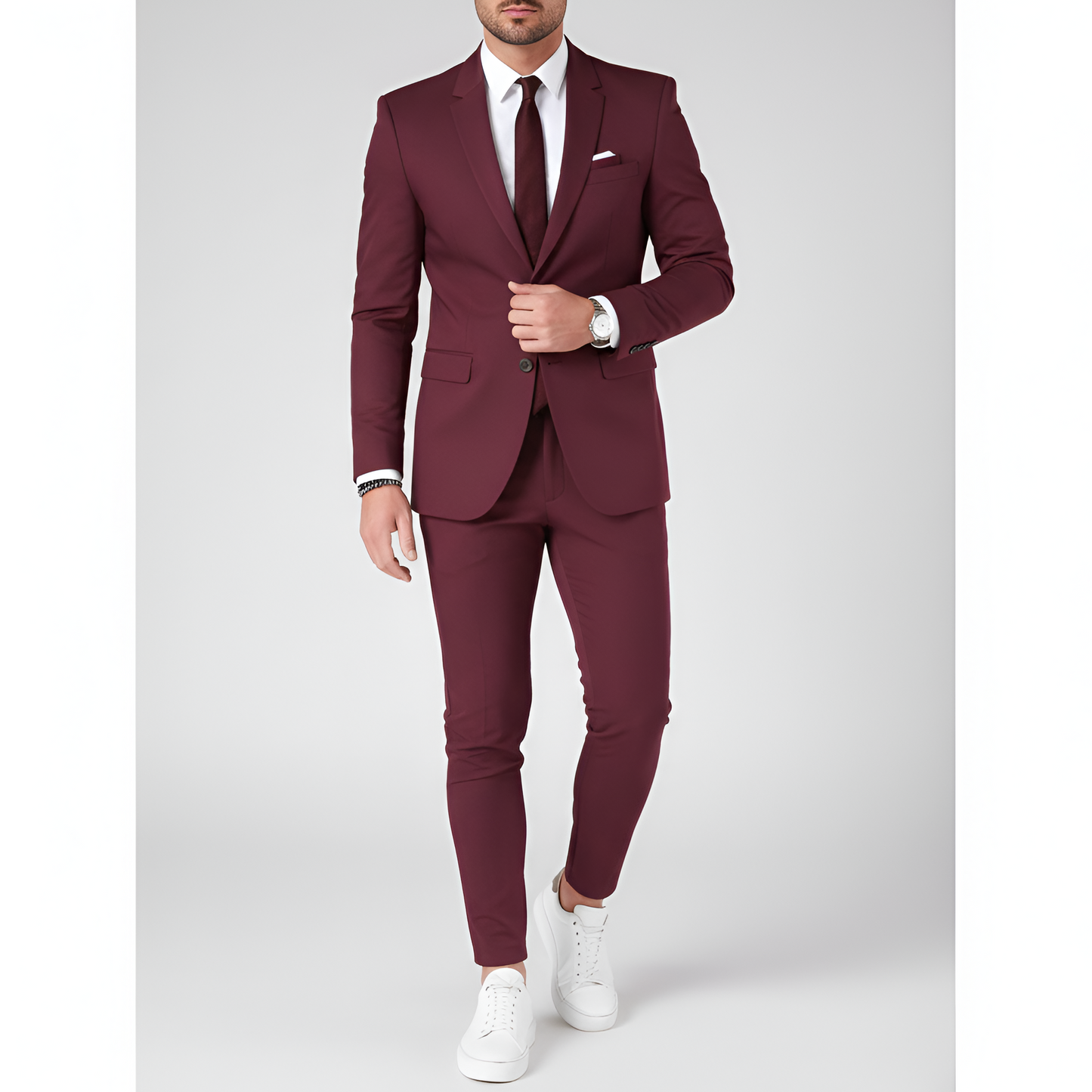 Elegant Mens Slim Fit Suit Jacket and Trousers