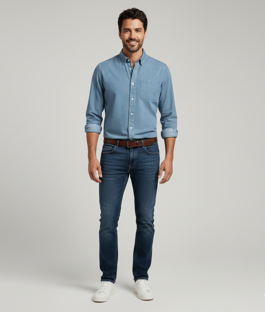 Uomo Cotton Casual Long Sleeve Shirt