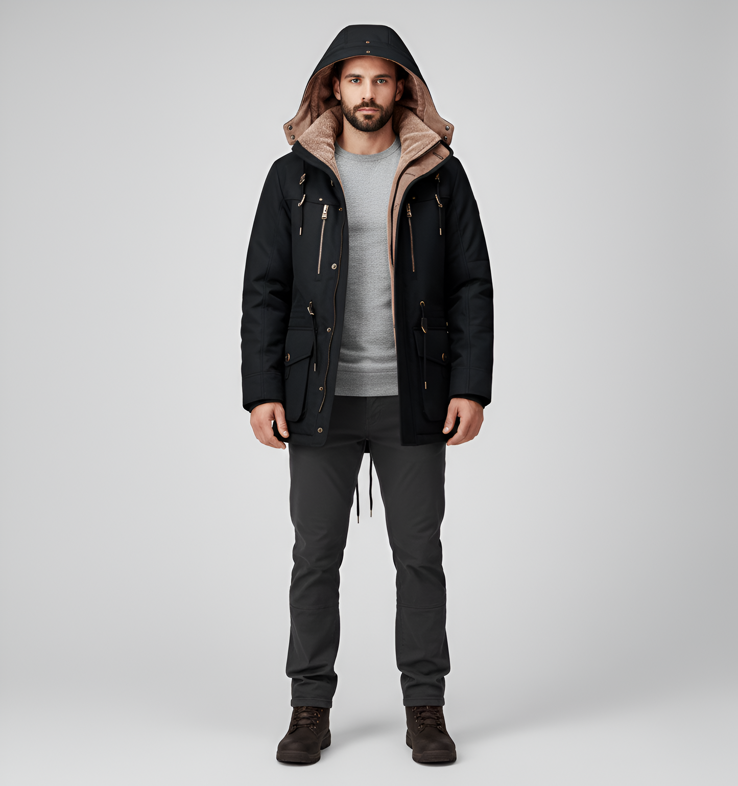Warm Waterproof Men's Hooded Winter Parka Jacket