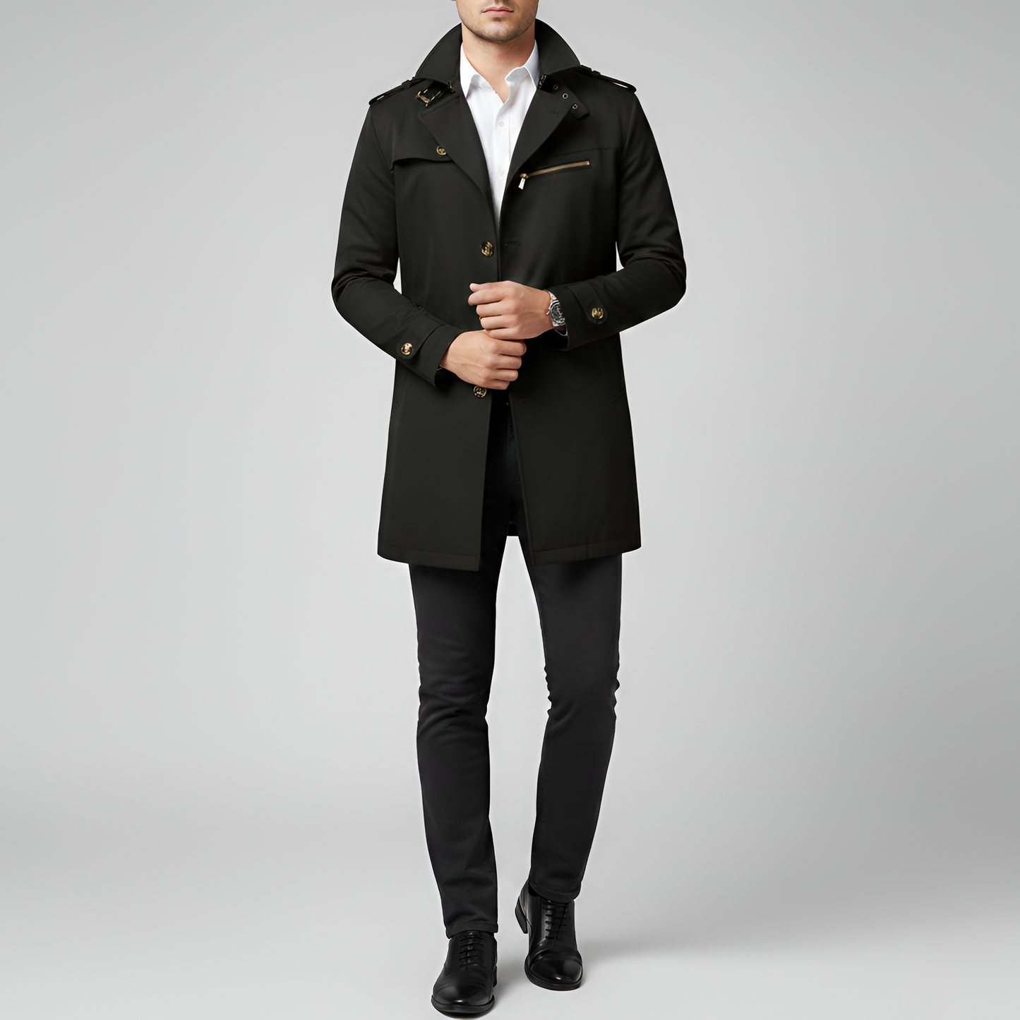 Classico trench coat uomo con cintura e zip - VogeLuxe