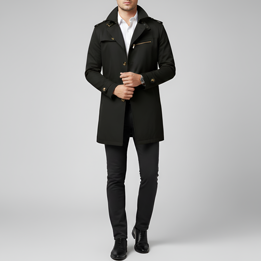 Classico trench coat uomo con cintura e zip - VogeLuxe