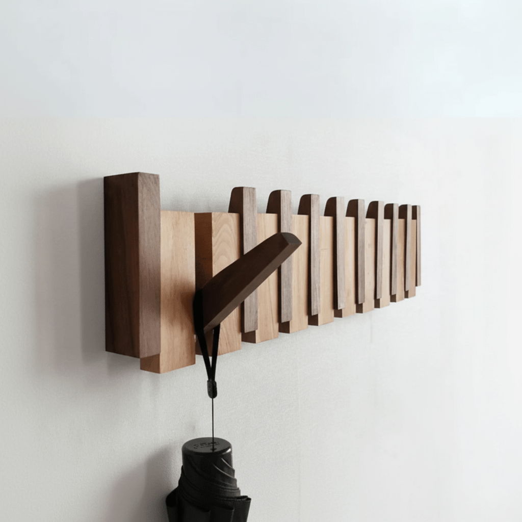 Traditional Wood Hall Tree Coat Rack Hooks - VogeLuxe