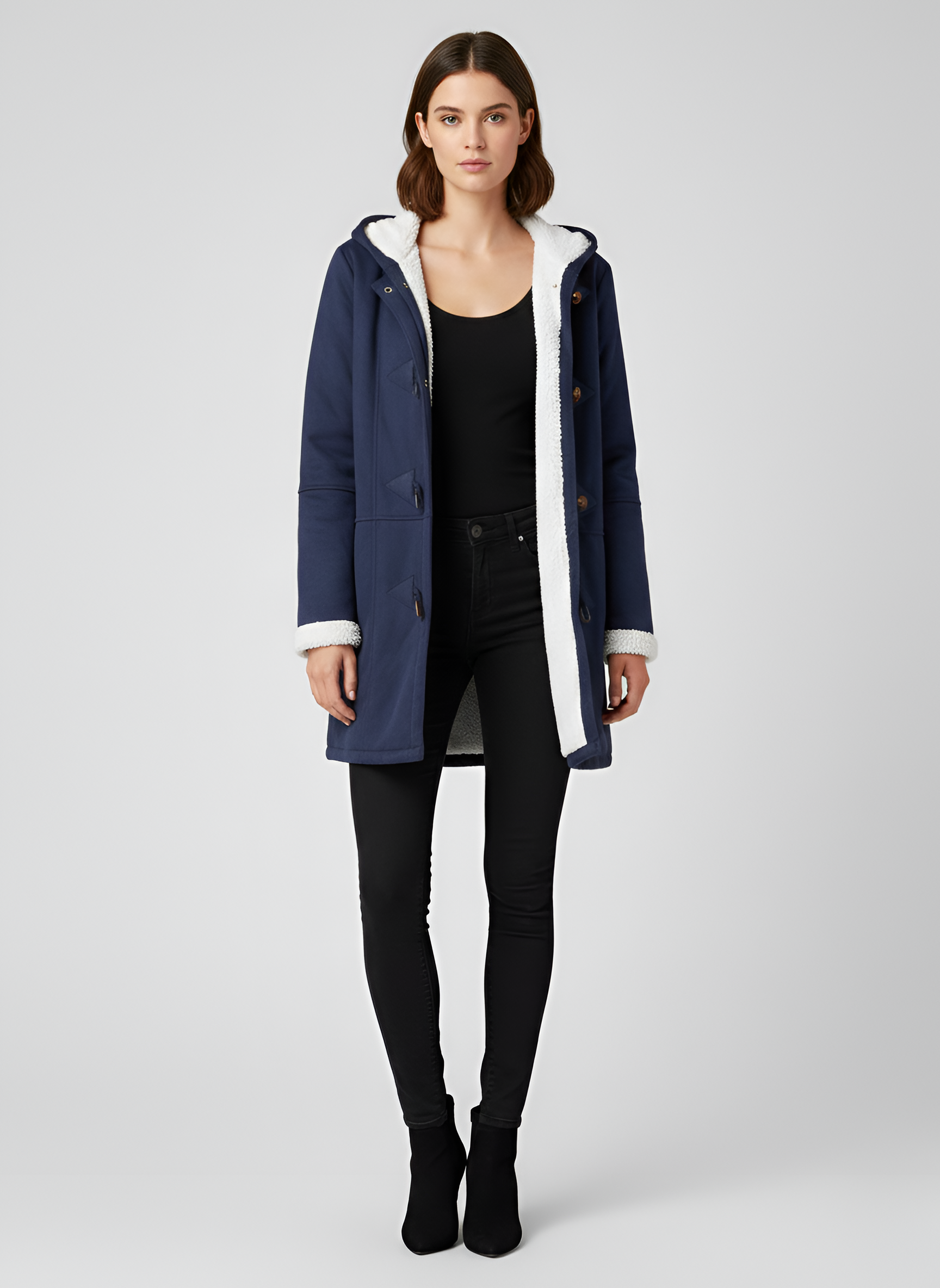 Luxe Women's Parka Coat with Hood in Faux Shearling Lining - VogeLuxe