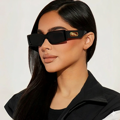 Vintage Classic Rectangle Animal Print Shades - BritishElegance