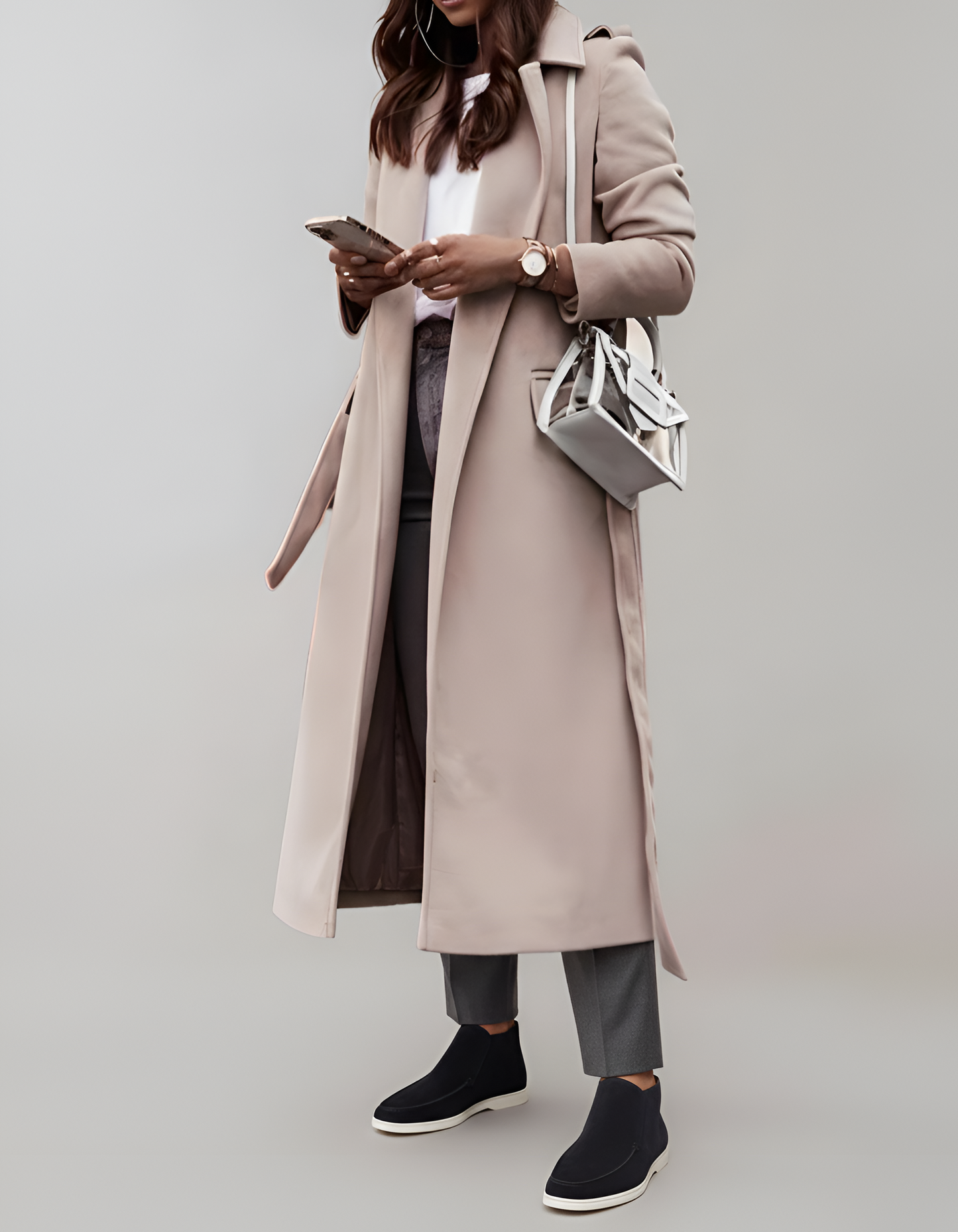 Elegante Trench Coat Donna con Cintura per Donna