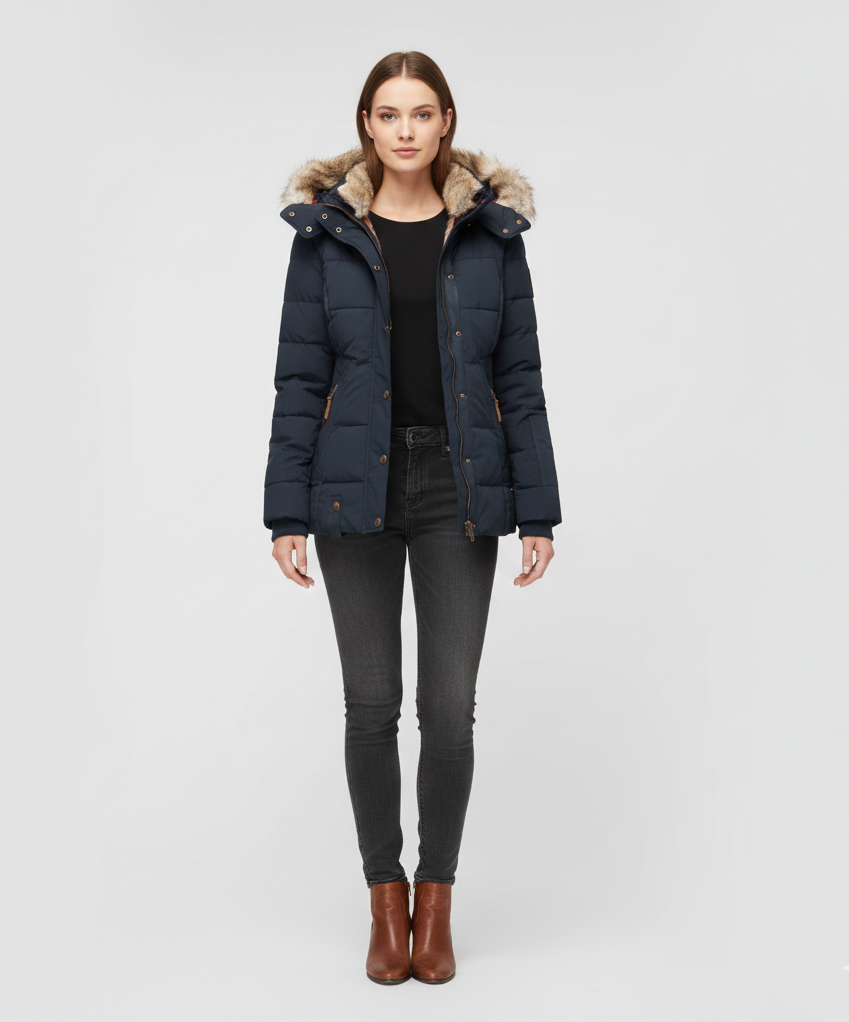 Donna Parka Invernale Imbottita con Cappuccio