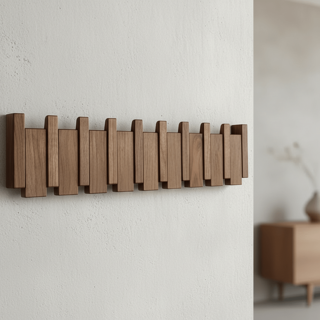 Traditional Wood Hall Tree Coat Rack Hooks
