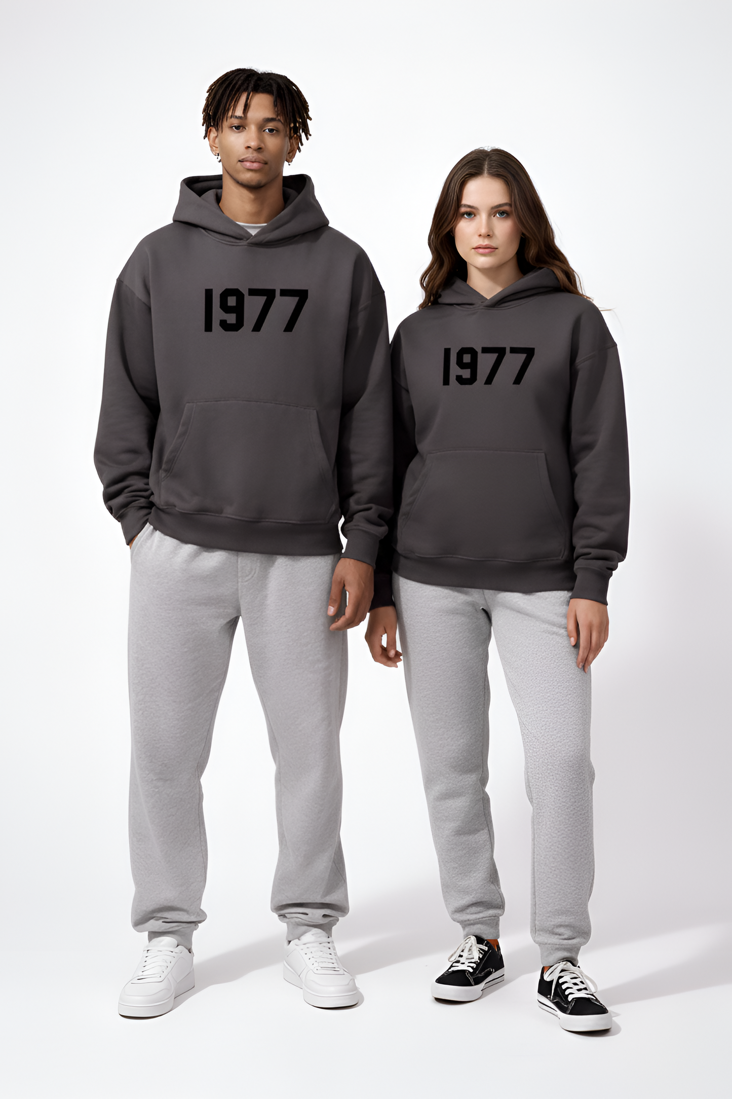 Cotton Unisex Hoodie with Front Print 1977 Design